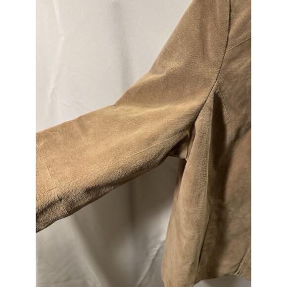 Tan Brown Suede Leather Womens 1X Zip Jacket Genuine Leather shell (Relativity) - Picture 2 of 7